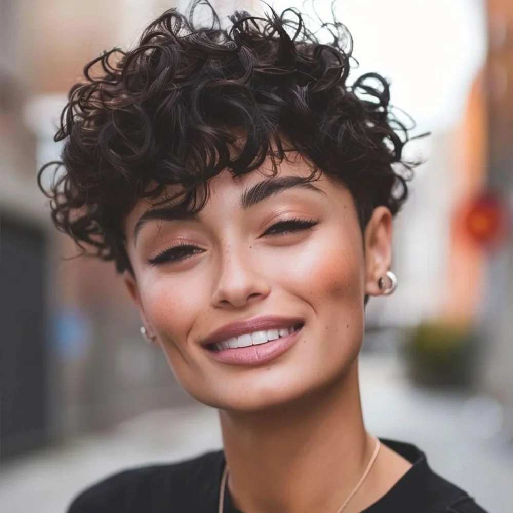 الأفرو روز مجعد الباروكات عابث قطع شعر مستعار خصلات الشعر المستعار الإنسان للنساء السود قصيرة نطاط مجعد بوب شعر مستعار مع الانفجارات آلة كاملة #4