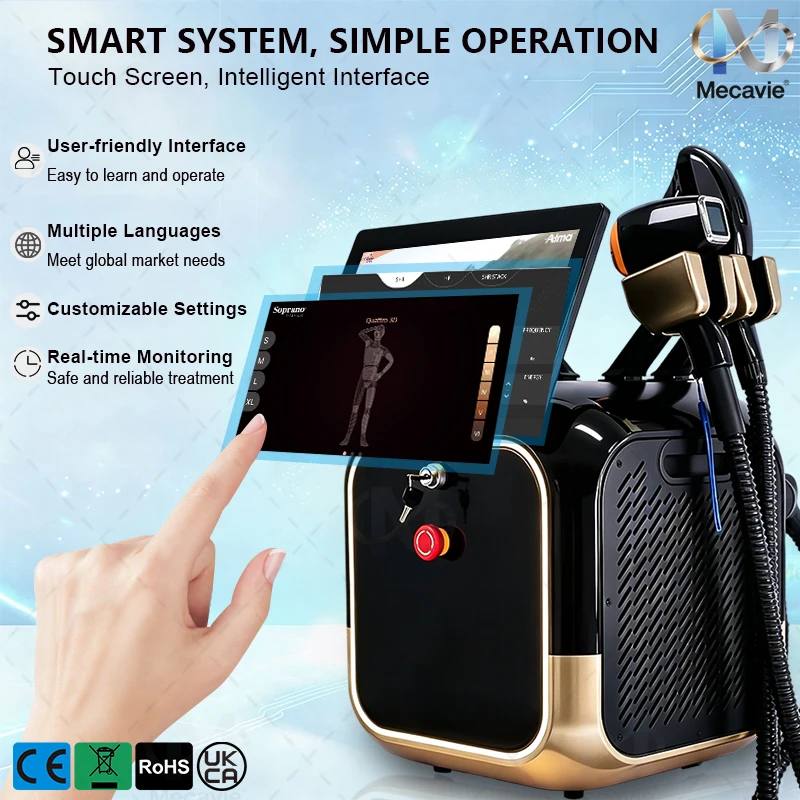 Upgraded 4-in-1 Soprano Titanium Ice Platinum 5-wave RF Diode Machine 755 808 830 940 1064nm Painless Depilation Instrument with Smart LCD Display multifunctional body epilator 3-7 days quick delivery ideal for home skincare and beauty center application