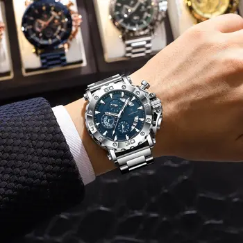 POEDAGAR Luxury Watch For Men Calendar Luminous Waterproof Man Clock Male Chronograph Stainless Steel Men's Quartz Watches Reloj 6
