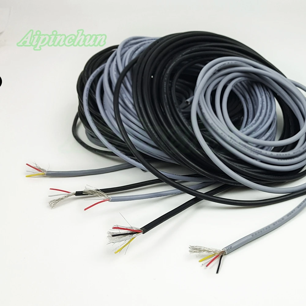 Aipinchun 2Meters 2 3 4 5 Core Shielded Wire 2547 28AWG 2.1 Channel Audio Line Signal Cable Shield Wire for Amplifier