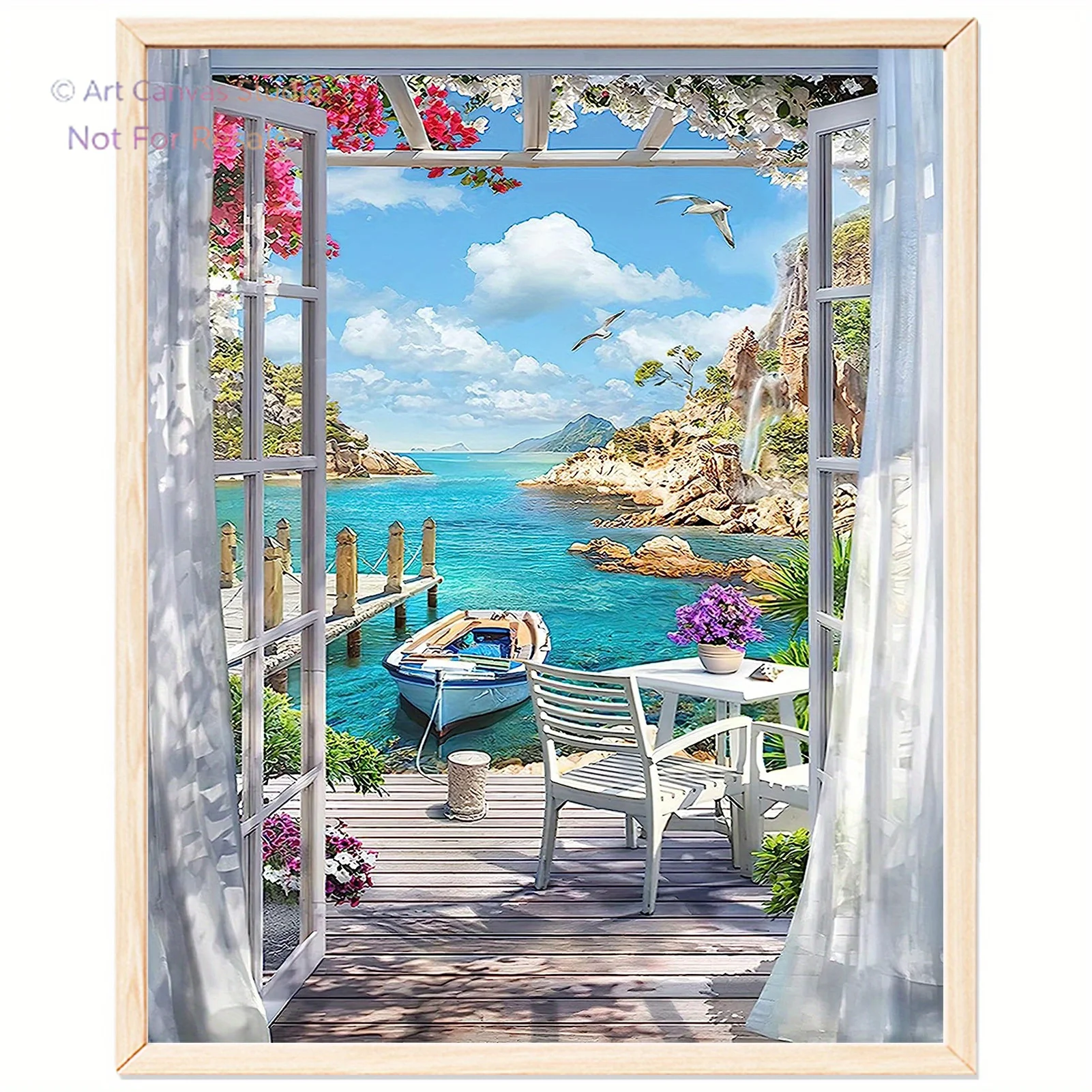 Adult Beginner Paint by Numbers Set - 16X20 Inches/40X50 Cm Color Canvas, Easy Acrylic Painting Kit of Window Scenery - Ideal
