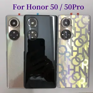 Bilashmart A+ Glass Back Door Huawei Honor 50 Hard Battery Cover honor 50 Pro Rear Housing Panel Case With Camera Lens Sticker Adhesive