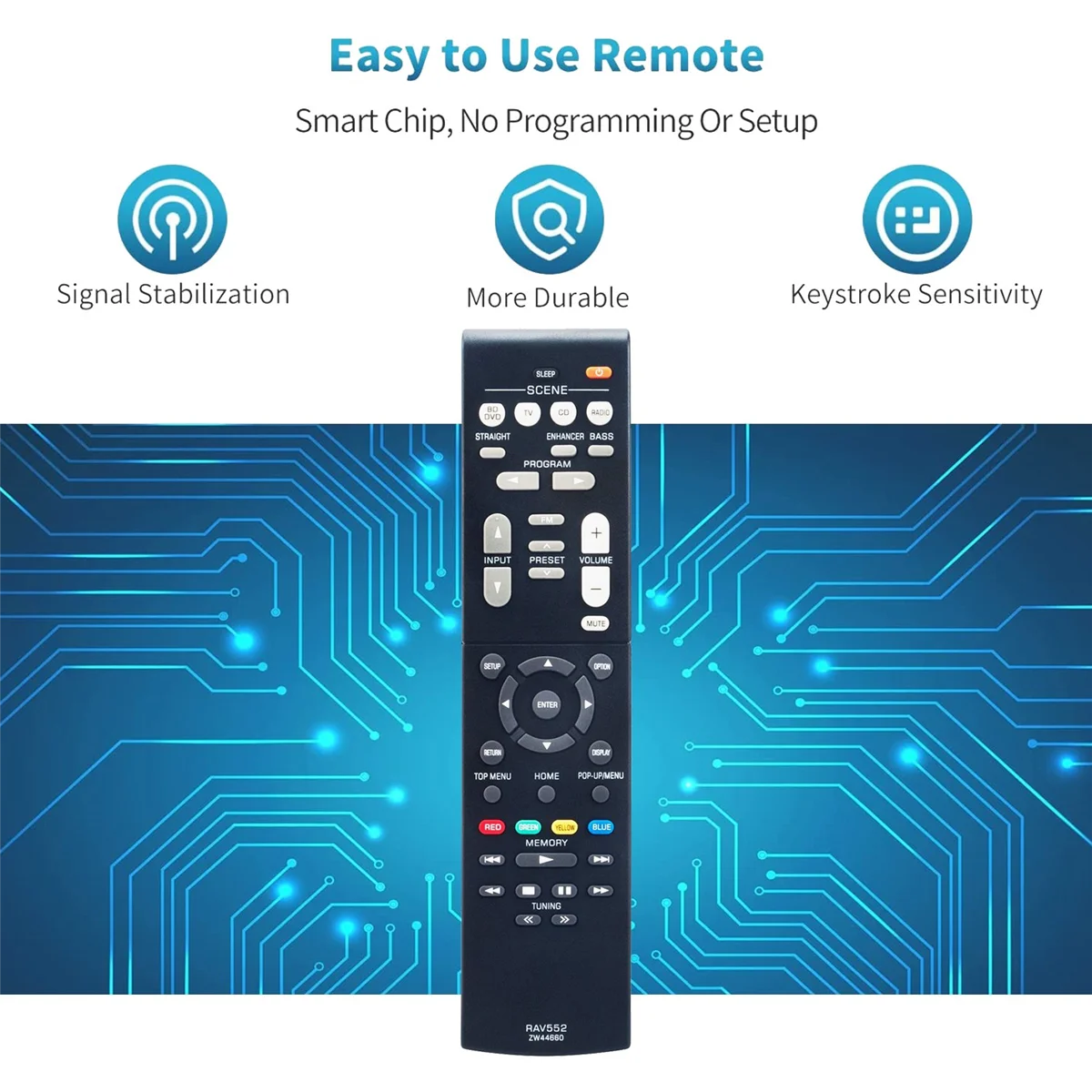 A57G-RAV552 Replace Remote Control for Yamaha AV Receiver RX-V379 RX-V479 RX-V579 RX-V381 RX-V383 RX-V385 HTR-3068 TSR-5790BL