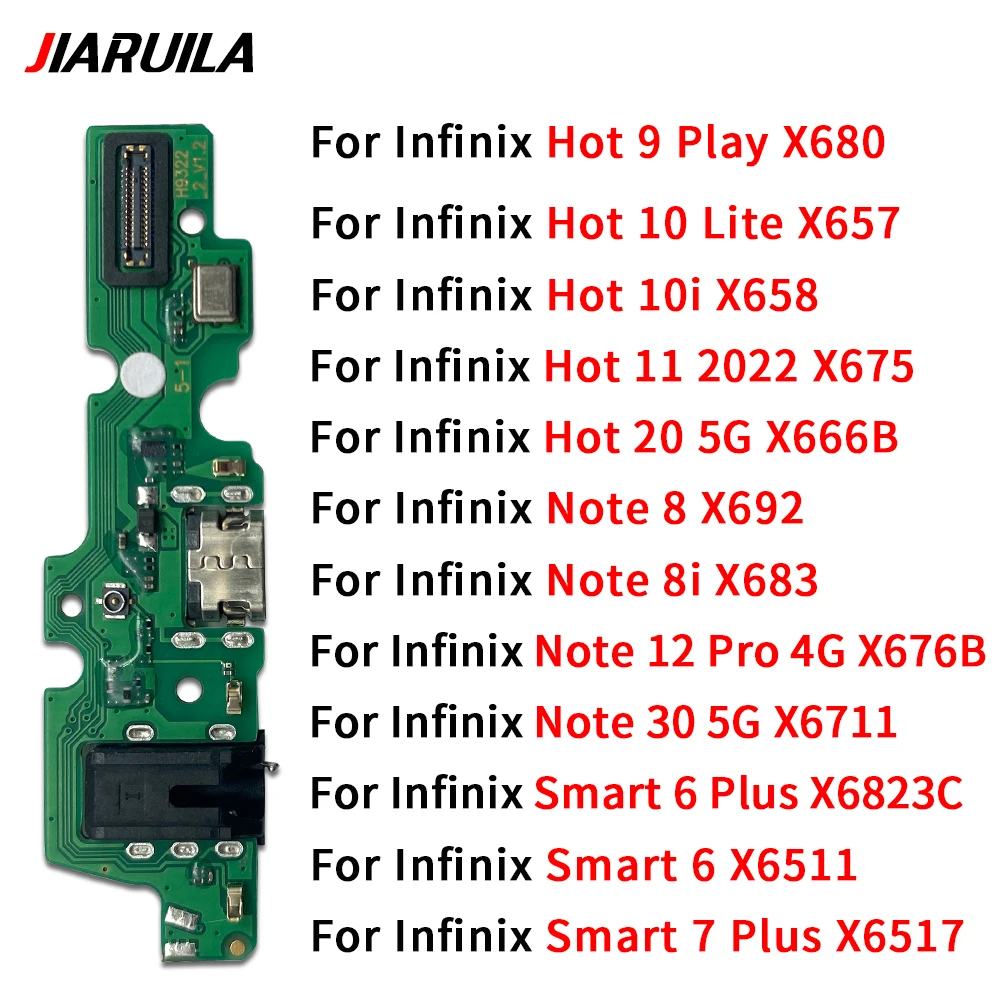 

5pcs USB Charging Port Dock Connector Board Flex Cable For Infinix Hot 9 Play 10 Lite 10i 11 20 Note 8 12 30 5G Smart 6 Plus 7