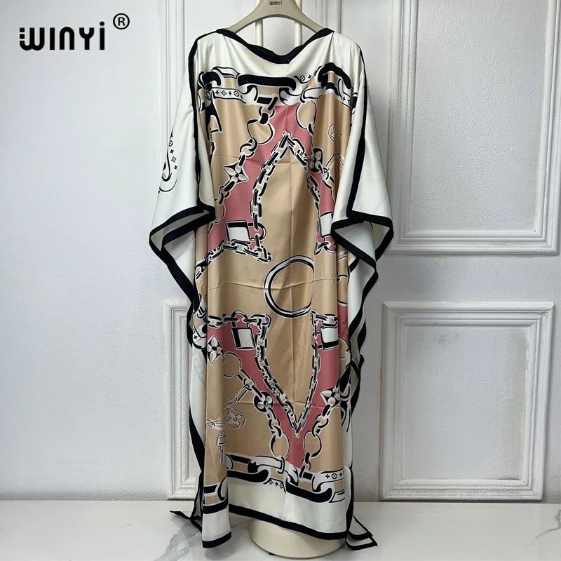 WINYI africa clothing plus sizes women Fashion boho printed Kaftan Maxi dress dubai abaya for muslim women african bubu dress