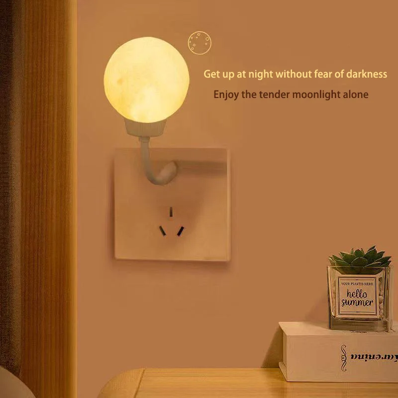 Intelligent Voice Control Moon Night Light Can Be Timed Usb Plug Bedroom Bedside Night Light Adult Children Christmas Gift