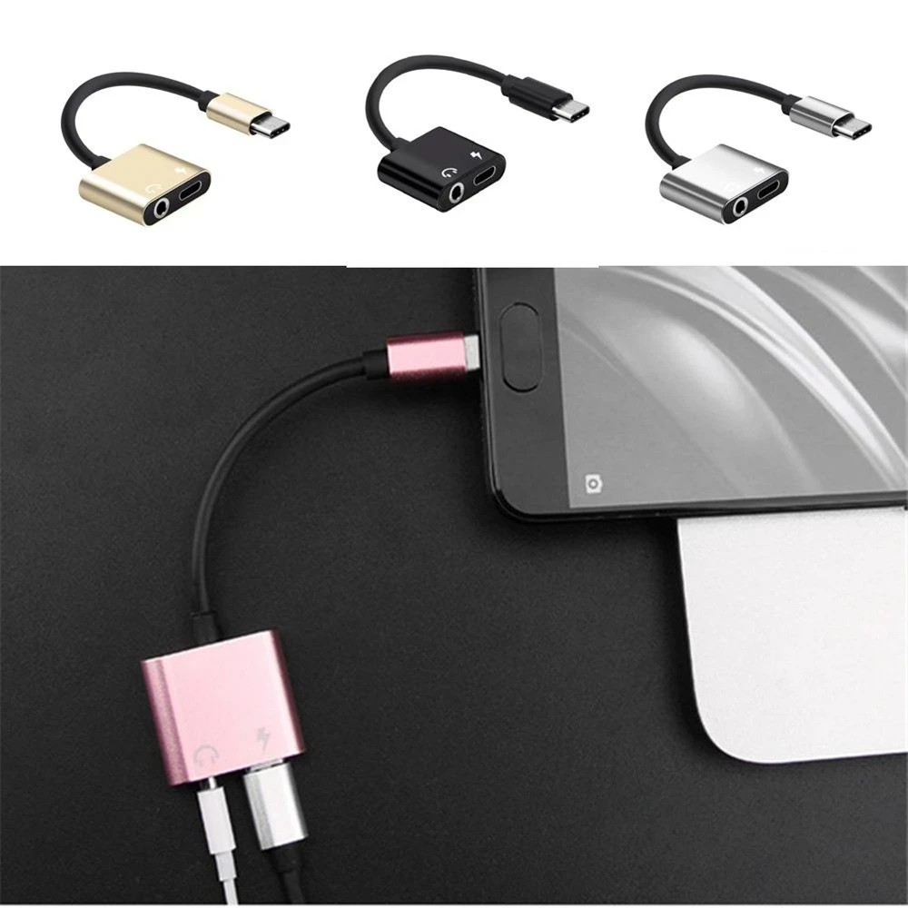 2 in 1 Type C to 3.5MM Adapter Audio Aux USB C Sound Card Adapter AUX Adapter Cable Songs Call Charging Port Connector