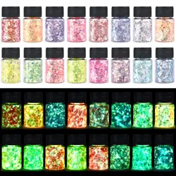 16 Color Luminous Sequins Glow In The Dark Glitters For DIY Epoxy Mold Jewelry Findings Nail Art Craft Resin Filling Decoration