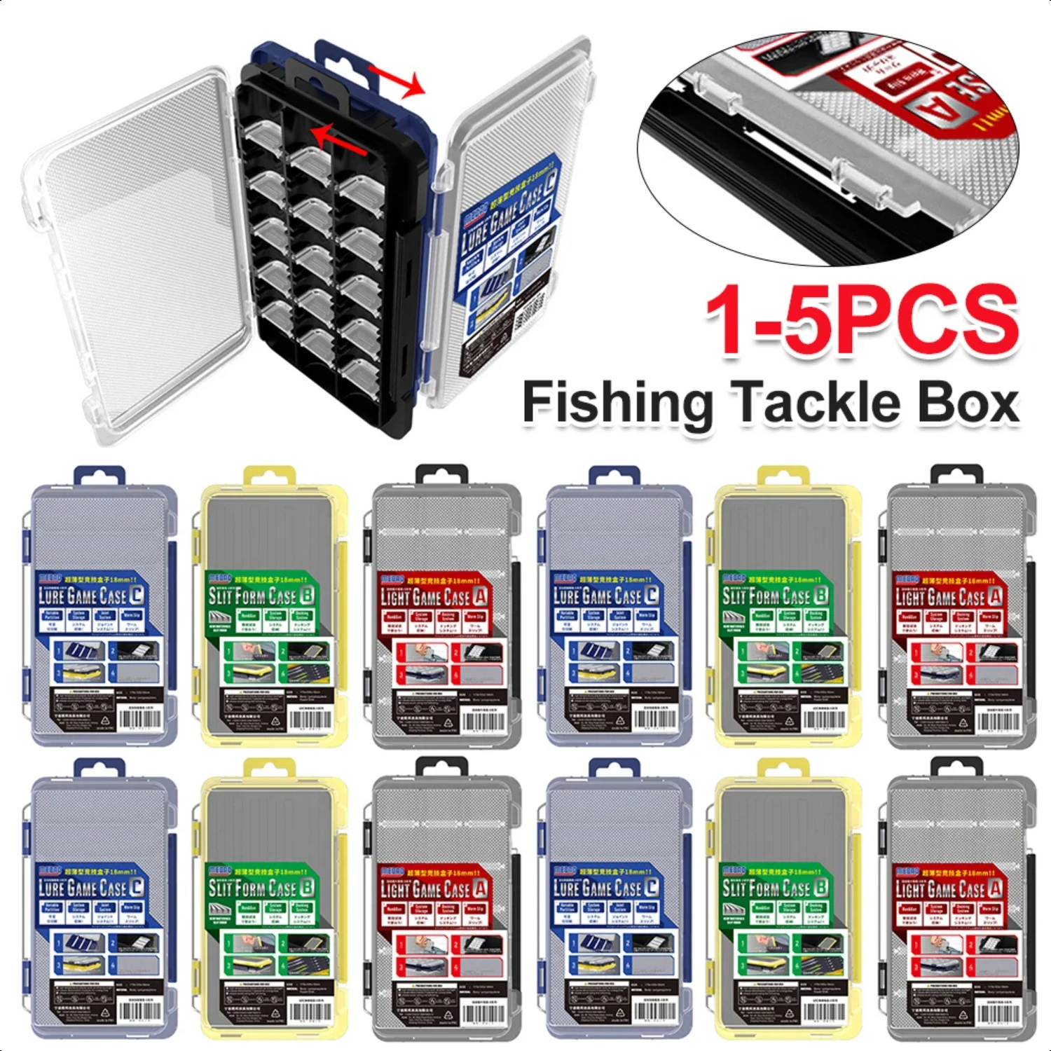 

Portable Fishing Tackle Boxes Waterproof Bait Lure Hook Boxes Shockproof Adjustable Partition Fishing Gear Accessories