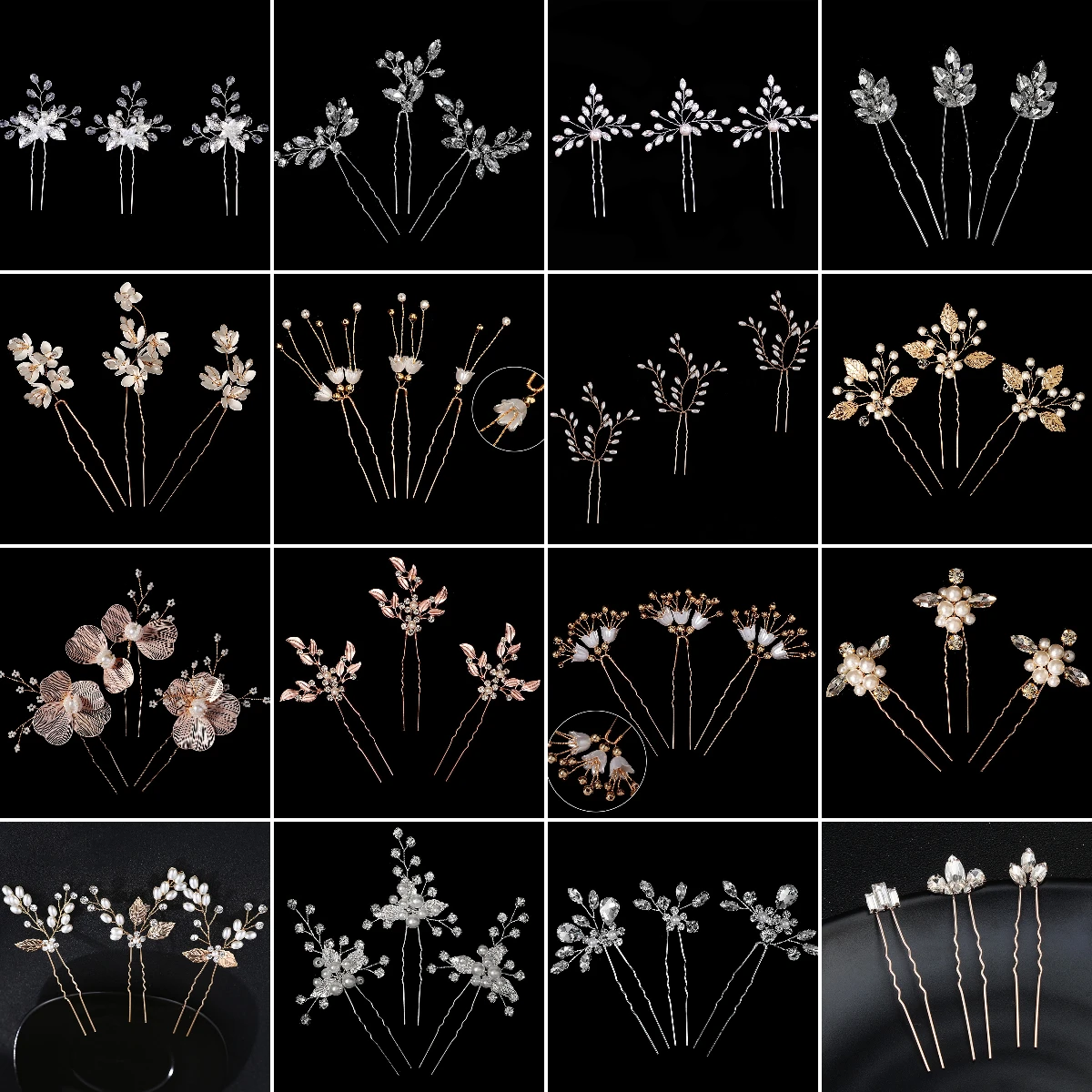 3Pcs/set Crystal Pearl Hairpins for Women Wedding Party Bag Hat Accessories Hair Sticks Girls Holiday Gifts Jewelry Headpieces