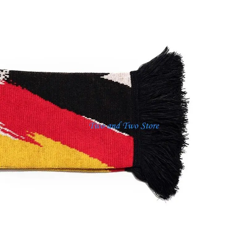 

HX6F Multiuse Germany Soccer Scarf with Tassels Deutschland Theme Shawl for EuropeanCup Fans Comfortable and Easy to Maintain