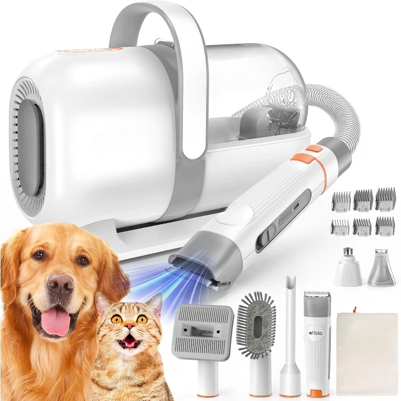 

Dog Grooming Kit, Pet Grooming Vacuum & Dog Clippers Nail Trimmer Grinder & Dog Brush for Shedding with 6 Pet Grooming Tools