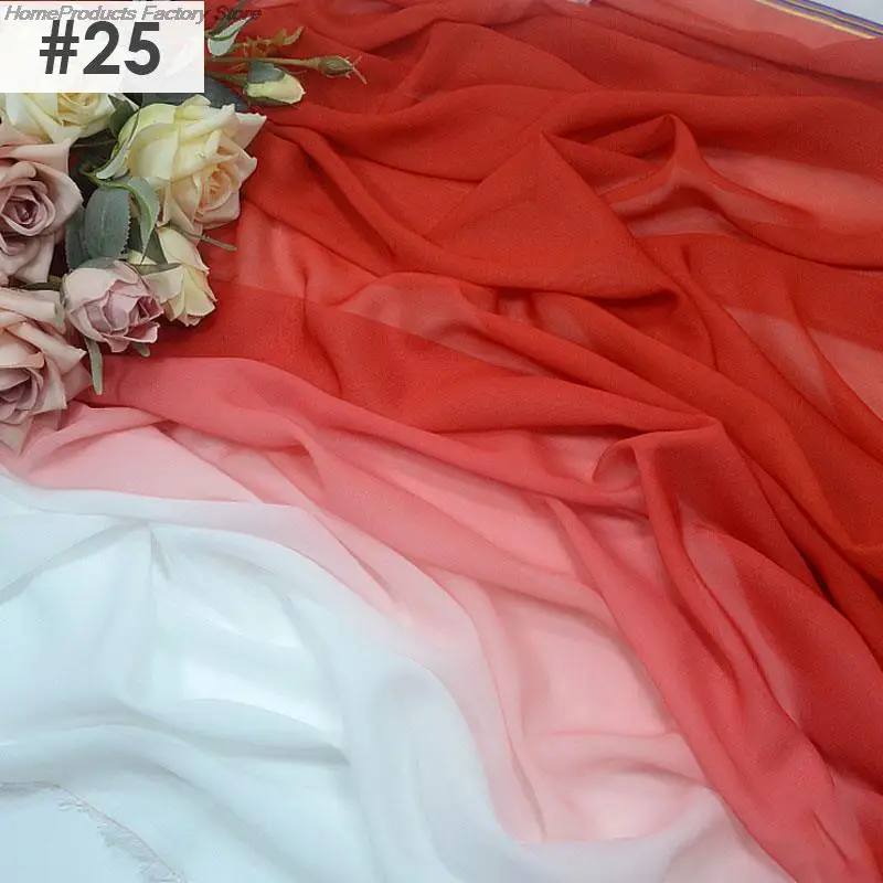 

1/3/5M Gradient Color Chiffon Fabric 100D Organza Tulle Fabric For Diy Ancient Style Hanfu Dress Dancing Costume Stage Decor