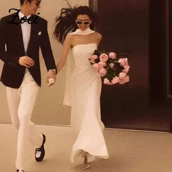 Zoci Simple Elegant Evening Dresses Strapless Floor-Length Photo Shoot Dress Wedding Party Dresses Customized Reception Dresses