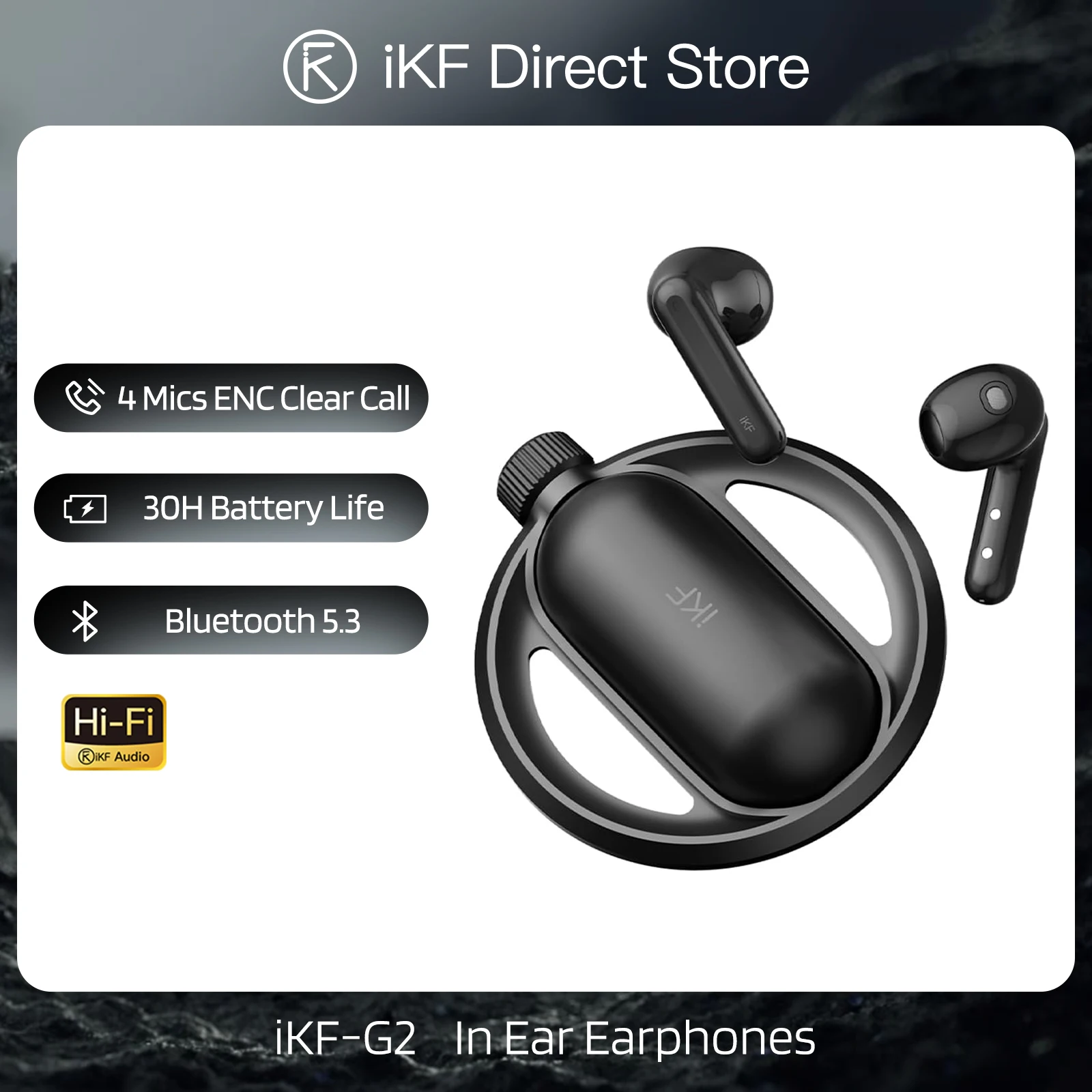 iKF-G2 Wireless Earbuds Bluetooth 5.3 TWS Earphones HiFi Sound 38ms Low latency Gaming Headphones 4 mic ENC Noise Cancellation