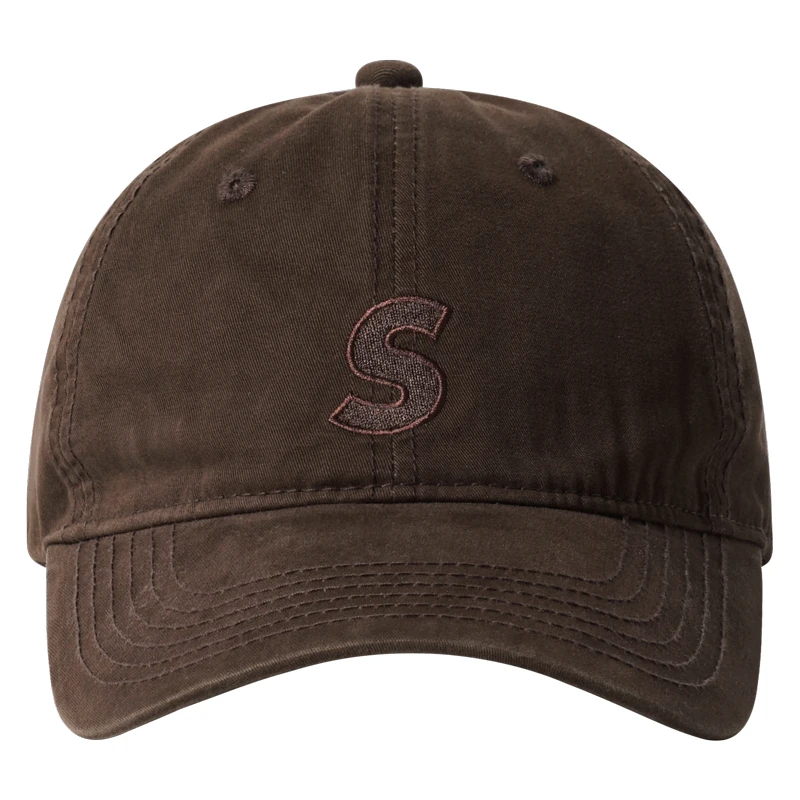 Retro Brown Letters Embroidered Peaked Cap Women\'s Hong Kong Style Workwear Soft Top Casual Baseball Cap Men