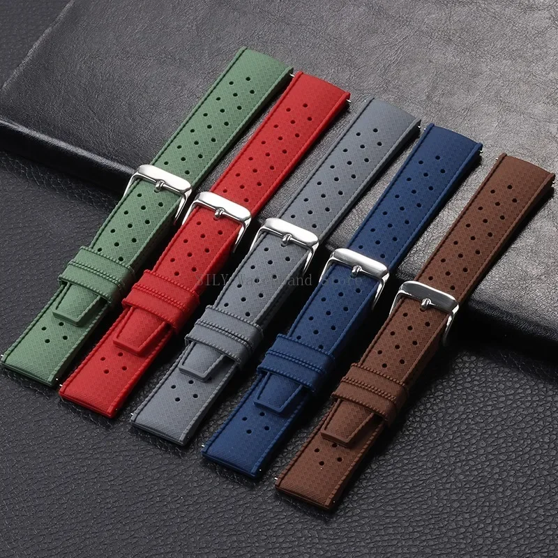 18mm 20mm 22mm Silicone Strap Universal Men Women Smartwatch Band Quick Release Breathable Wristbelt Soft Rubber Sport Bracelets image 3