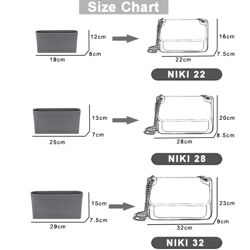 Bag Organizer Filz Innen schuh für ysl niki Umhängetasche Handtasche große Kapazität Einsatz Aufbewahrung tasche Zubehör