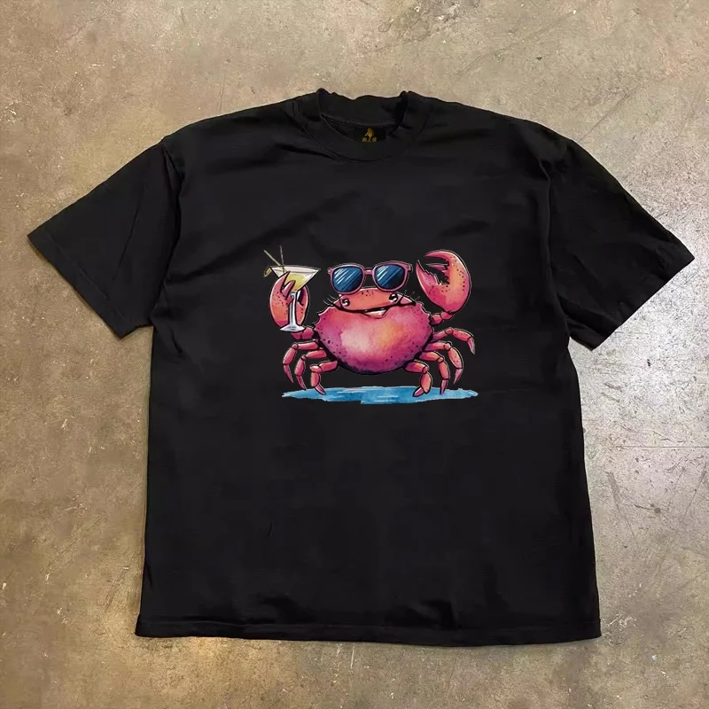 Loose Fit Cotton T-Shirt Unisex Short Sleeve Double Thread UPUPXIA Hero Print Sweat Absorbent round Neck Casual Summer Top