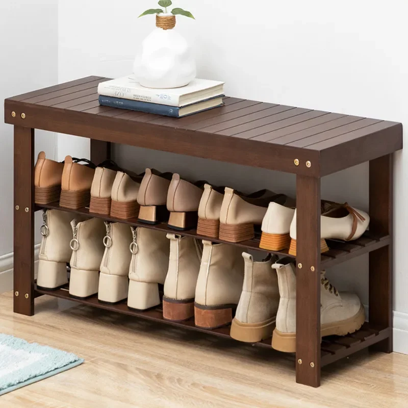 

Shoe Bench – Porch Shoes Changing Stool, Creative Hallway Furniture, Luxury Bamboo Storage Bench, Versatile Entryway Organizer