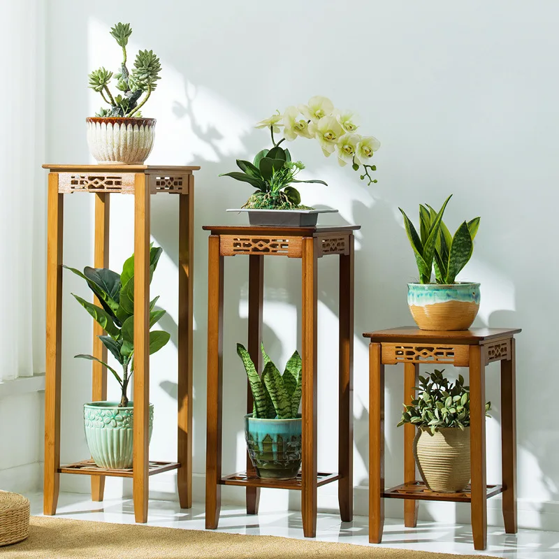 

Flower shelf shelf balcony living room floor-to-ceiling interior simple decoration arrangement succulent multi-layer bamboo
