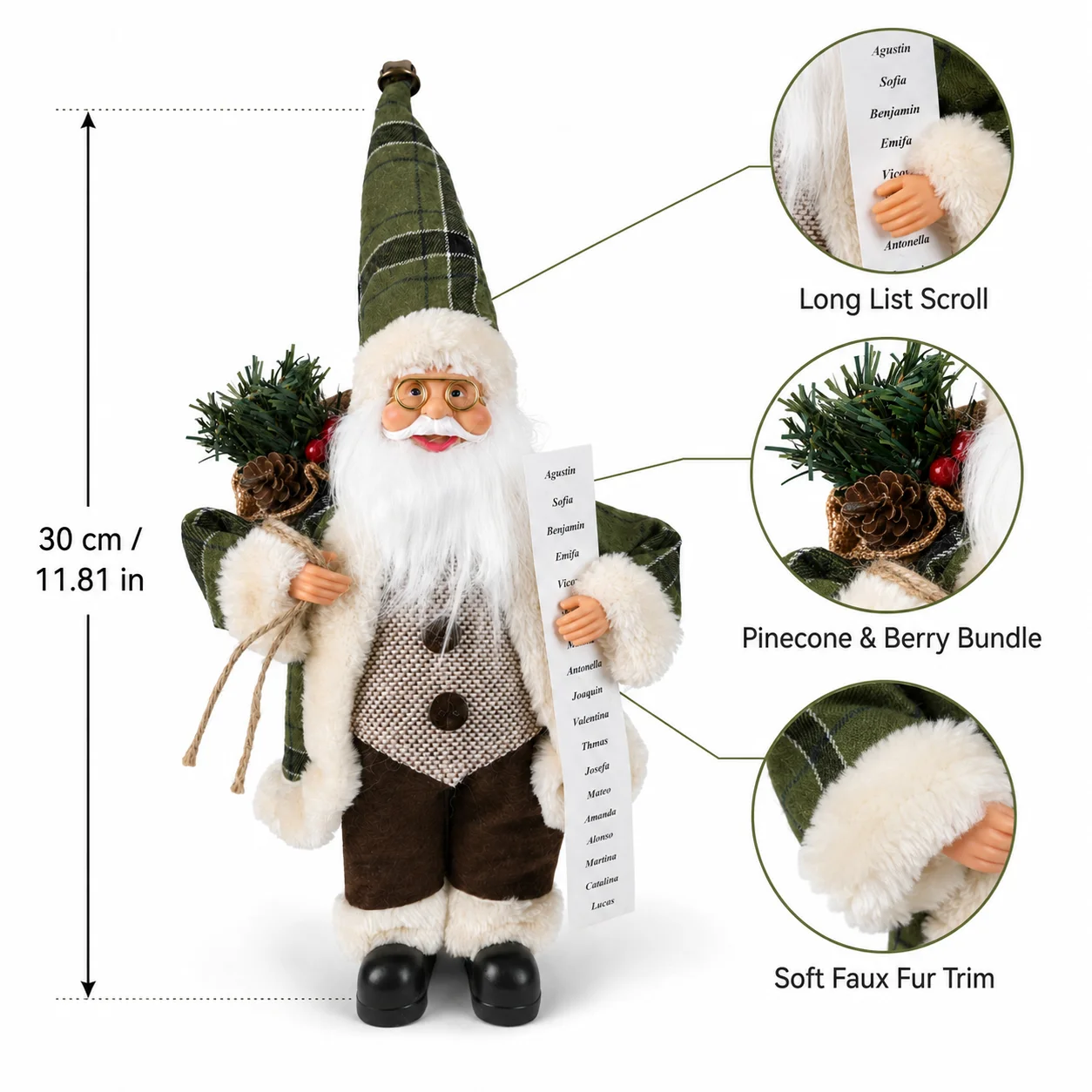 30cm Plaid Santa Claus Figurin - đánh giá và giá Home Textiles List