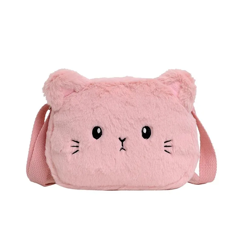 New Korean Embroidered Cat Plush Children\'s Bag Plush Personalized Women\'s Shoulder Bag Handbag