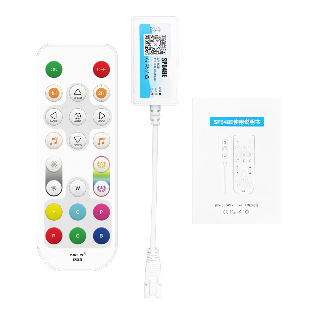 SP548E SPI RGB IoT LED Controller Wifi 5V 12V 24V WS2811 WS2812B RGBIC LED Strip Light Controler Works with Alexa Google Home