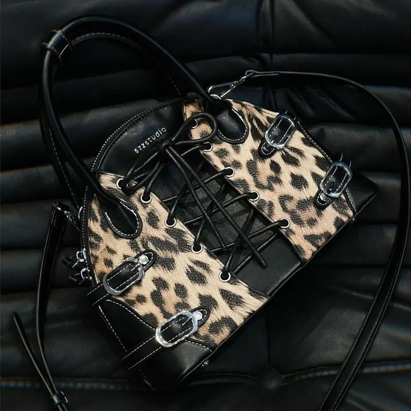 Retro Original High-end Leopard Print Shell Handbag European / American Fashion Personalized Temperament Shoulder Crossbody Bag