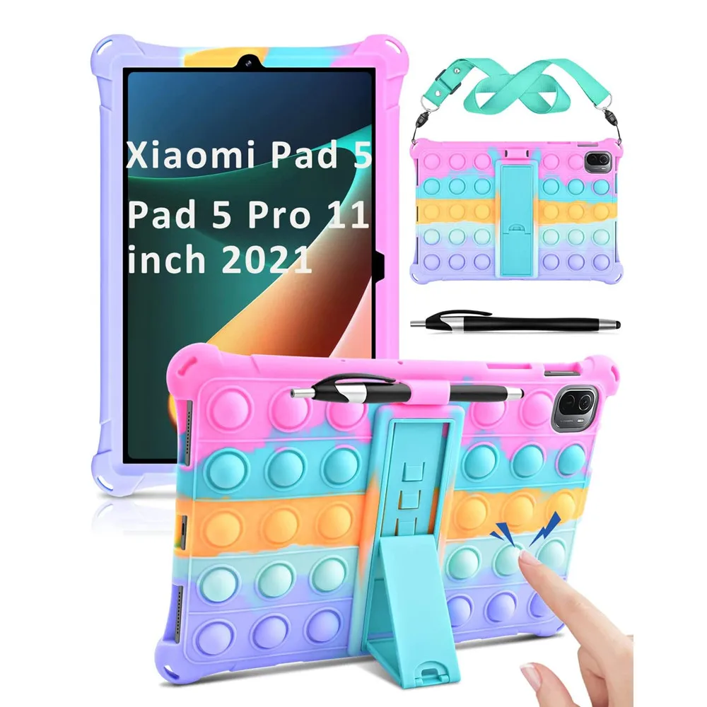 For Xiaomi Mi Pad 5 Soft Case Bubble Silicone Kids Cover For MiPad 5 Pro 2021 11 Inch Tablet Stand Mi5 Cases with Shoulder Strap