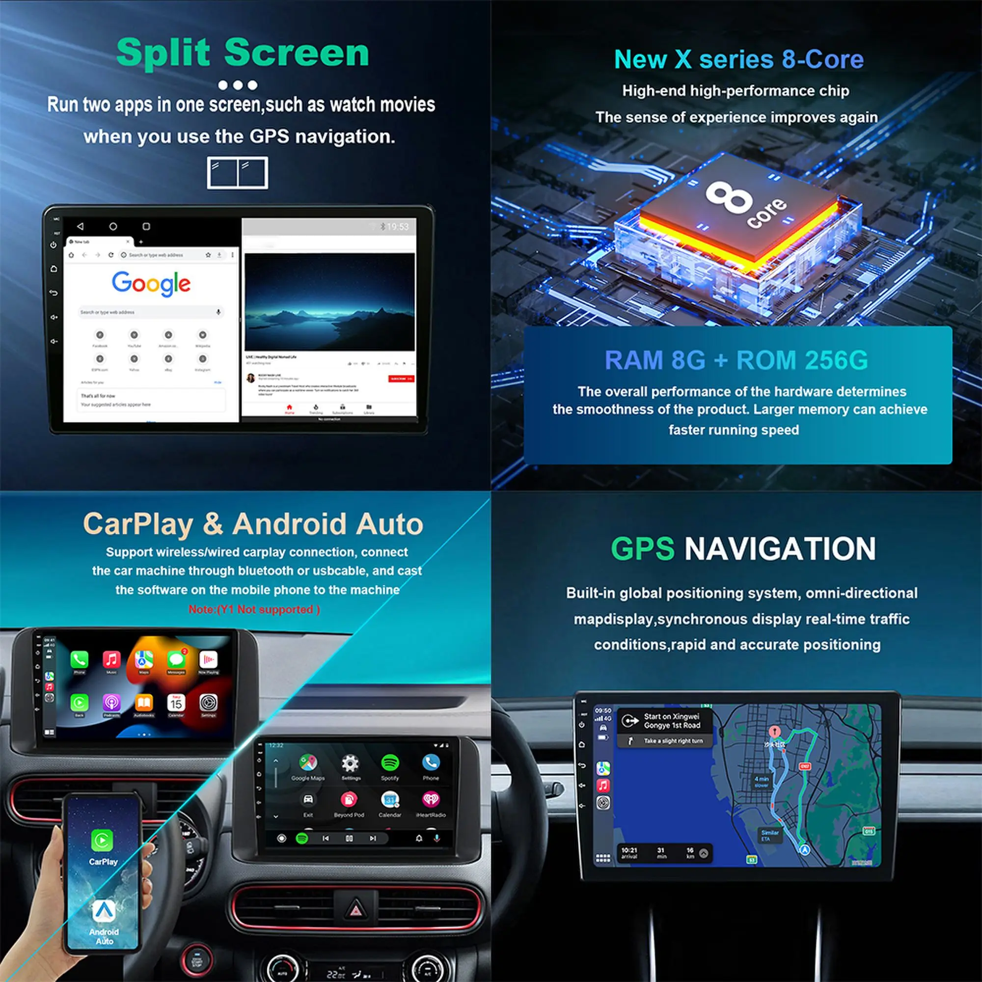 راديو وسائط متعددة لسيارة أندرويد لرينو لودجي ، دوكر ، واي فاي 4G ، GPS ، شاشة تعمل باللمس عالية الدقة ، بلوتوث ، مشغل فيديو #3