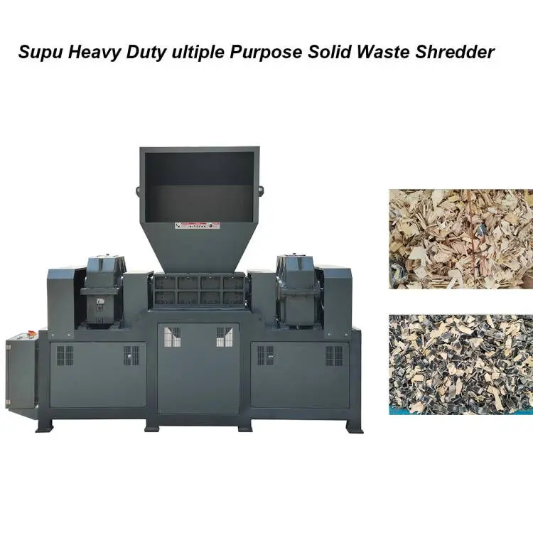 Small Automatic Tire Shredder Machine Double Shaft Rubber Crusher Waste Plastic Recycling Plant Heavy Duty for Old Tyres