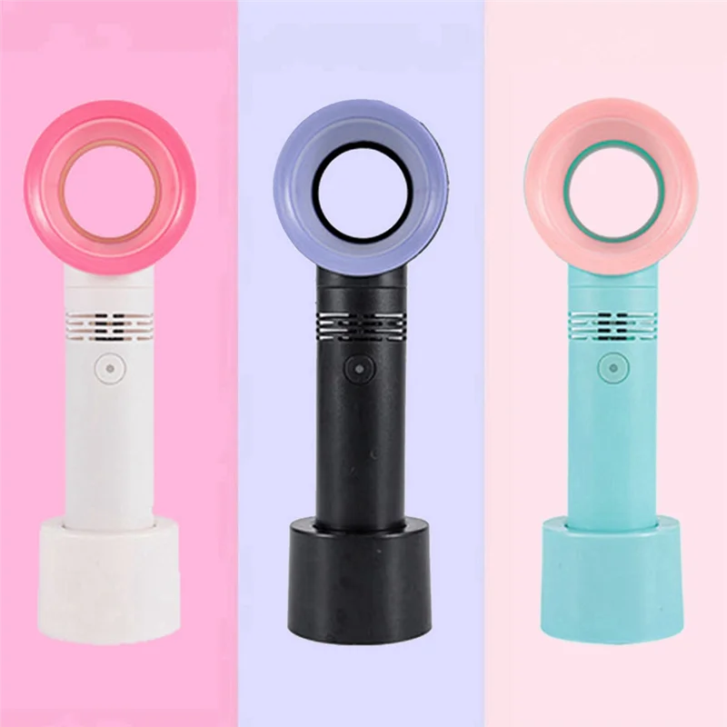 Mini ventilador de mano recargable, batería pequeña, sin aspas, portátil, para viajes, Camping, dormitorio y escritorio, negro