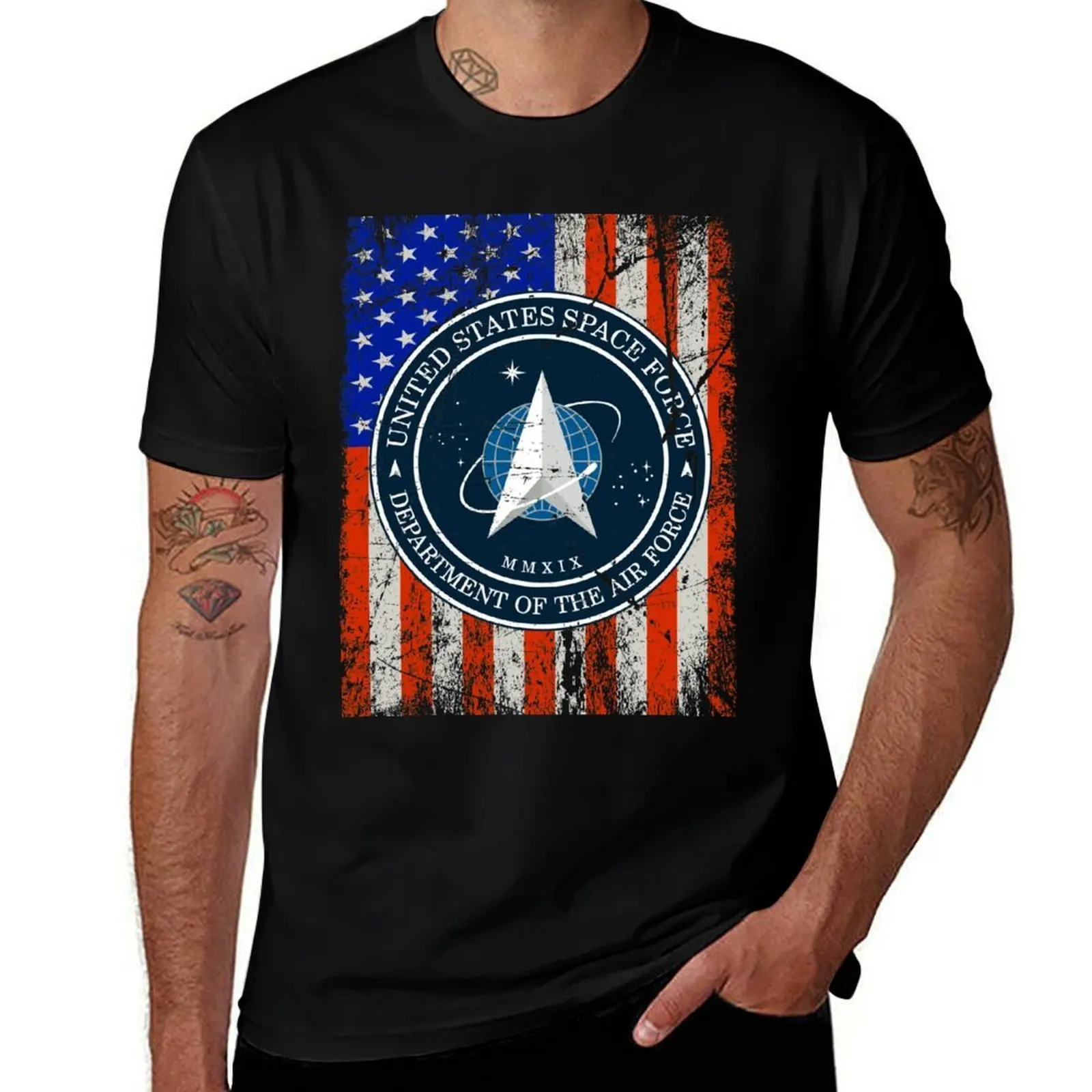

Logo United States Space Force American Flag T-Shirt t shirt man casual t shirts cotton 100% T-Shirt