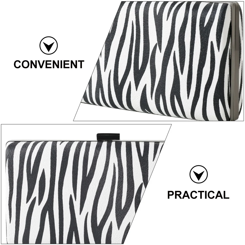 

1Pcs Zebra Stripe Evening Bag Premium PU Fashionable Party Handbag Portable Storage Banquet Clutch Elegant Design