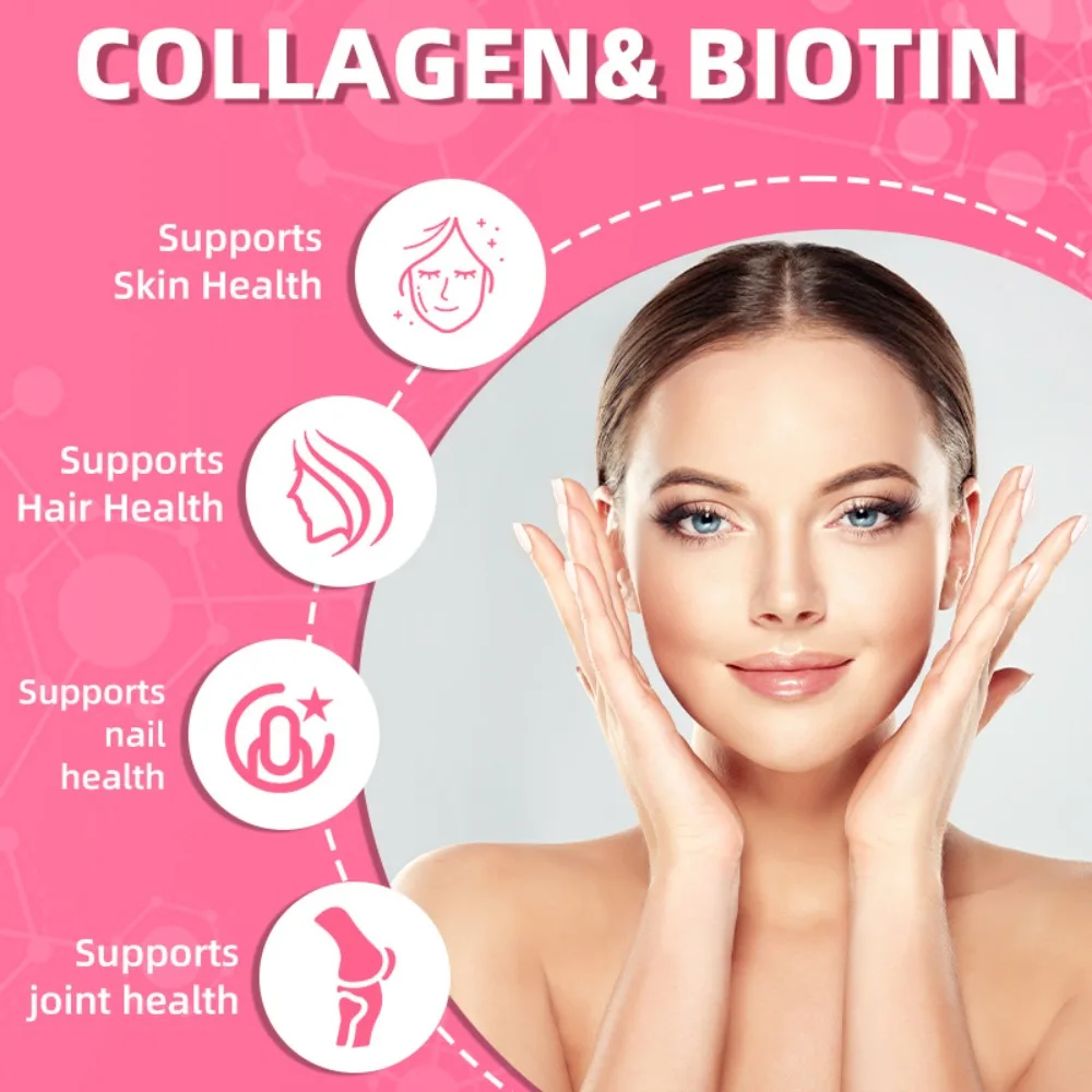Collagen and Biotin - Hair Skin Nails, Joints, Daily Wellness, Mobility Support, Glowing Beauty, Skin Elasticity, Bone Support