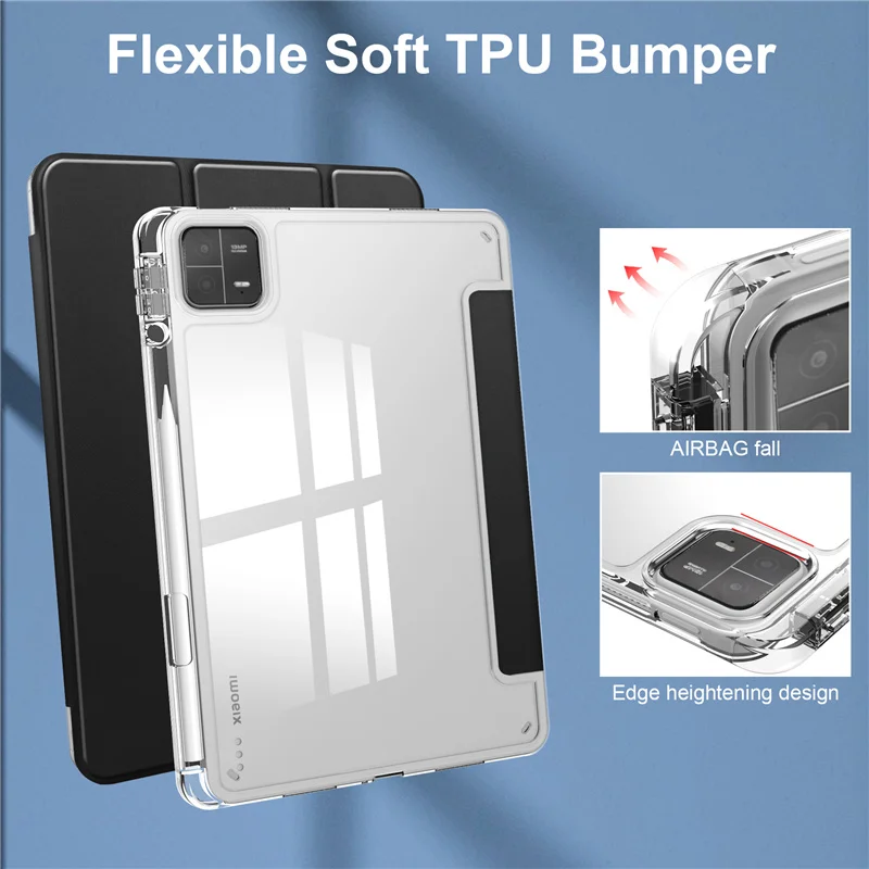 Fonda Per Xiaomi Pad 6 Pro Custodia da 11 pollici con portapenne Trasparente Guscio posteriore morbido per Xiaomi Mi Pad 6 Pro Mi Pad 6 Tablet Cover