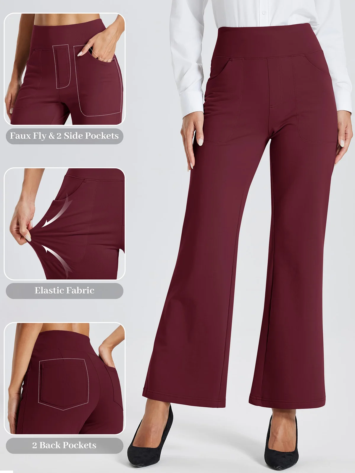 TACVASEN Women’s Fleece Lined Wide Leg Yoga Pants Waterproof High Waist Business Pants Winter Warm Sweatpants with Pockets 4 TACVASEN Women's Fleece Lined Wide Leg Yoga Pants Waterproof High Waist Business Pants Winter Warm Sweatpants with Pockets 4