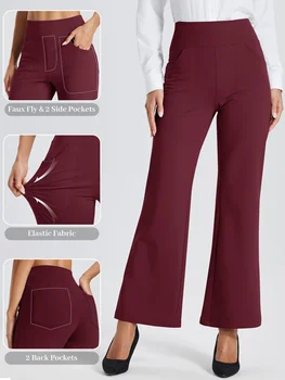 TACVASEN Fleece-Lined Wide-Leg Yoga Pants 4 TACVASEN Women's Fleece Lined Wide Leg Yoga Pants Waterproof High Waist Business Pants Winter Warm Sweatpants with Pockets 4