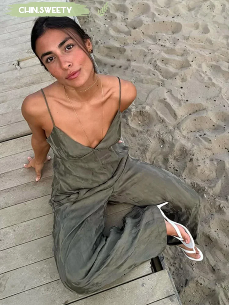 

Tie-dye High Waist Loose Pants Suit Women Casual V Neck Sleeveless Backless Sling Top 2 Piece Set New Lady Holiday Summer Outfit