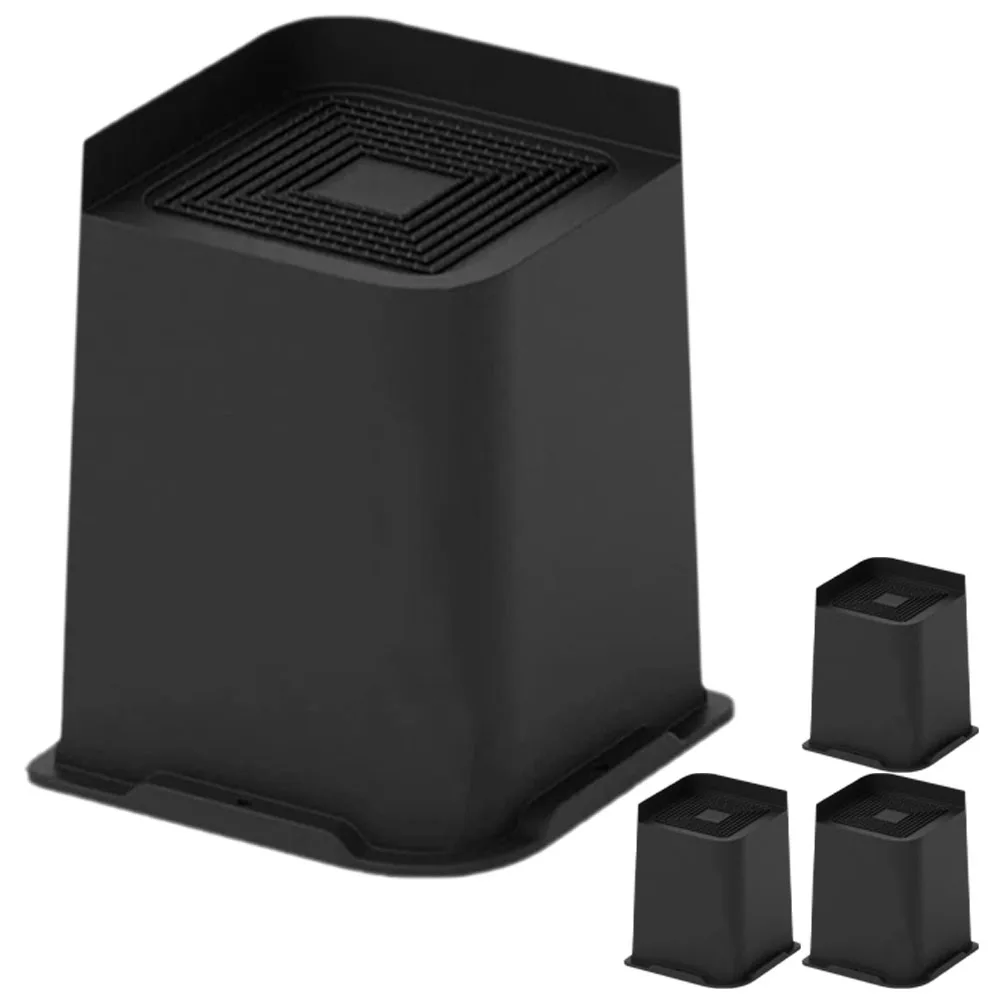 

4 Pcs Bed Raisers Furniture Risers Desk Legs Lifts Black Frame PP Material Heavy Duty Storage Vacuum Cleaners