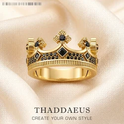 Royal Power Crown Golden Ring in 925 Sterling Silver Victorian Vintage Gift for Men Women Europe Summer New Fine Jewelry