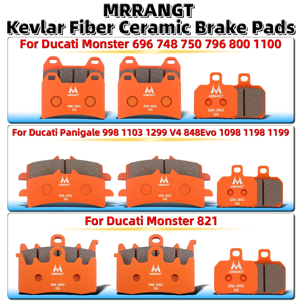 MRRANGT Ceramic Brake Pads Kit for Ducati Monster 696 748 796 821 1100 & Panigale V4 848EVO 998 1098 1103 1198 1199