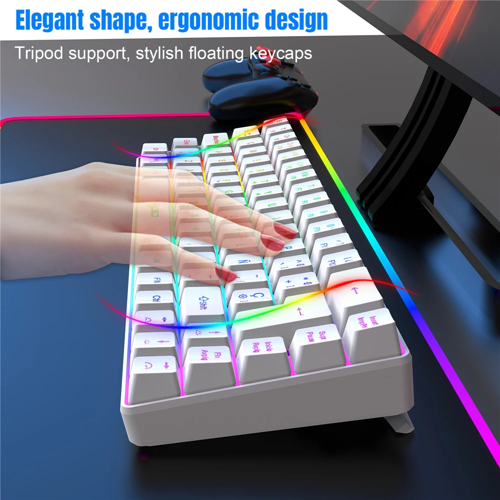 Imagem -04 - Mini Teclado com Fio para Jogo e Escritório 68key Rgb Streamer 19 Chaves Membrana sem Gang V200