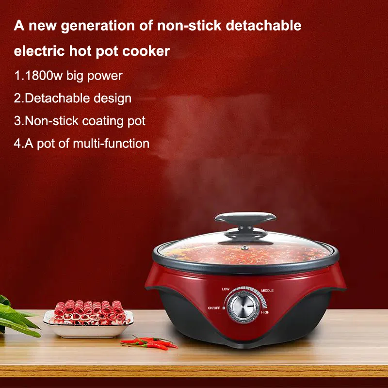 SUS304 Stainless Steel 1800W Big Power 5 L Multifunction Cooker Electric Hot Pot Cooker