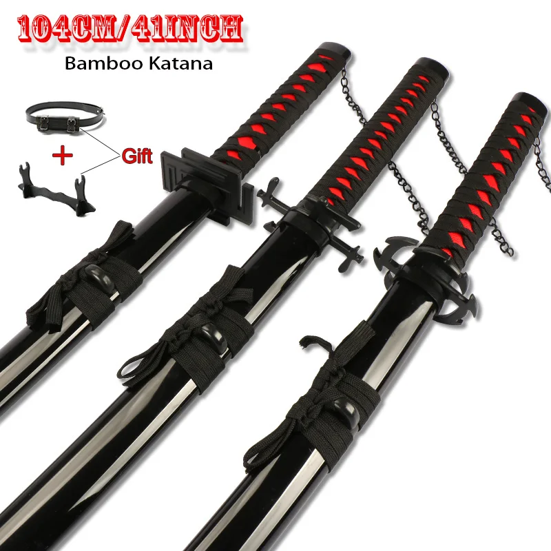 104 Cm/41 Inch Nieuwe Anime Katana Ichigo Bankai Zangetsu Cosplay Japanse Ninja Zwaard Zwart Blade Halloween Rollenspel wapen Props