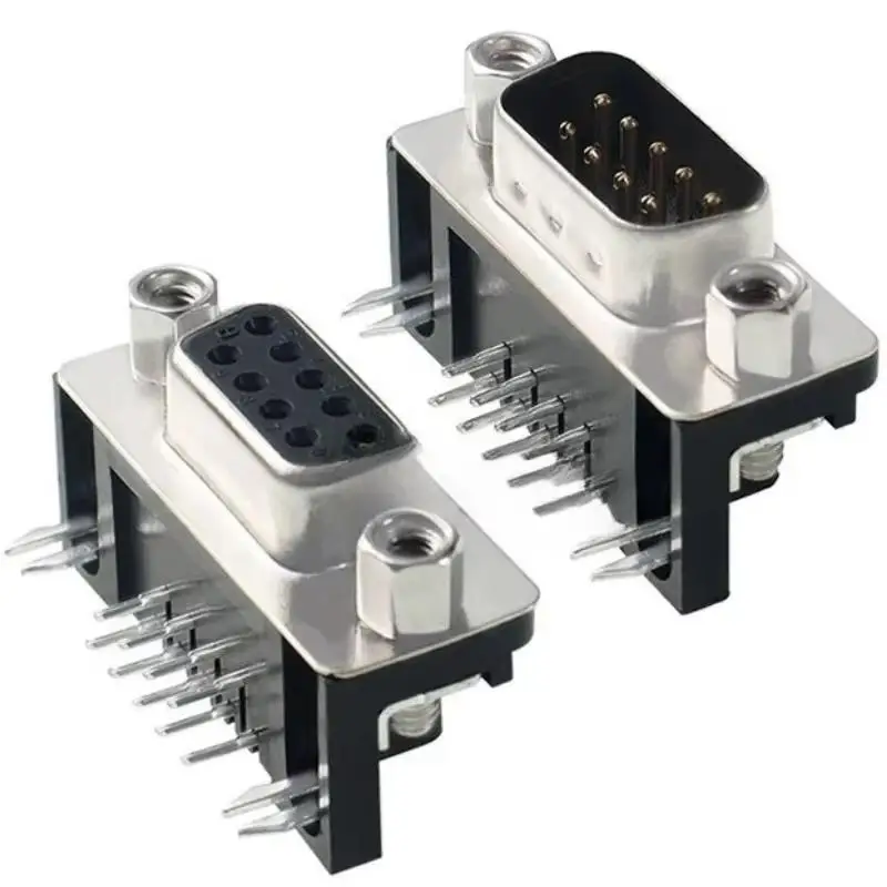 [MOA]5Pcs DR9 Hole Pin Female Male Right Angle Welded Pin Connector RS232 Connector 90 Degree Bent Needle DB9 DR9[MOA]