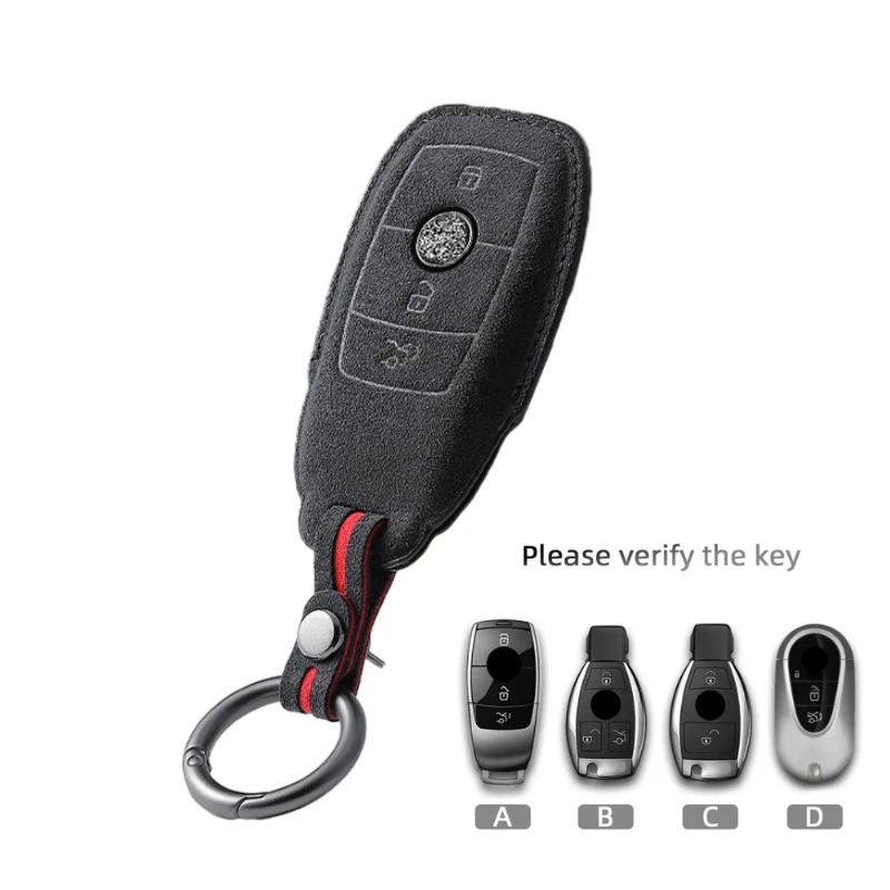 

For Mercedes Benz A C E S G Class GLC CLE CLA GLB GLS W205 W213 W222 X167 AMG W177 Leather Car Key Case Fob Suede Accessories