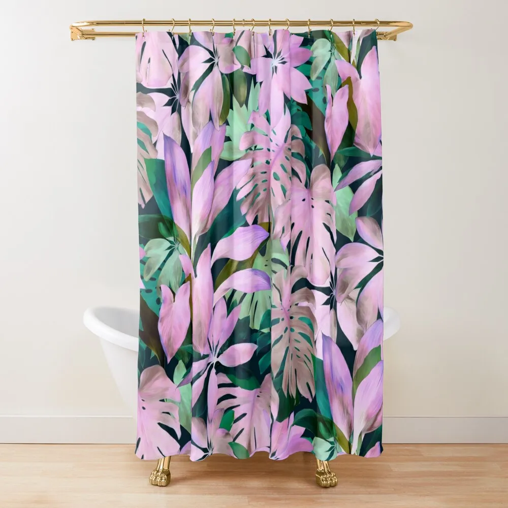 

Tropical Night Magenta & Emerald Jungle Shower Curtain Waterproof Fabric Shower Shower Waterproof For Bathrooms Curtain