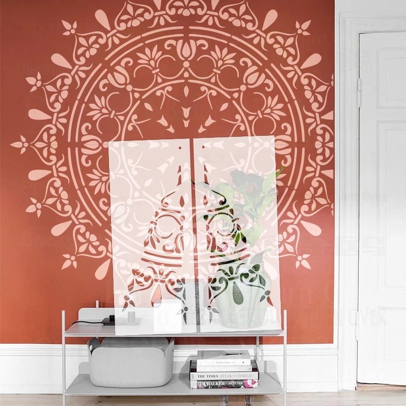 150cm - 230cm Large Flower Mandala Wall Stencil - Painting Template for Decorative Plaster & Walls  S528